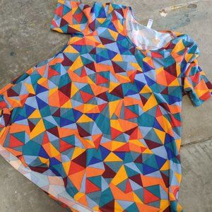 LuLaRoe Perfect Tee Rainbow Geometric Print